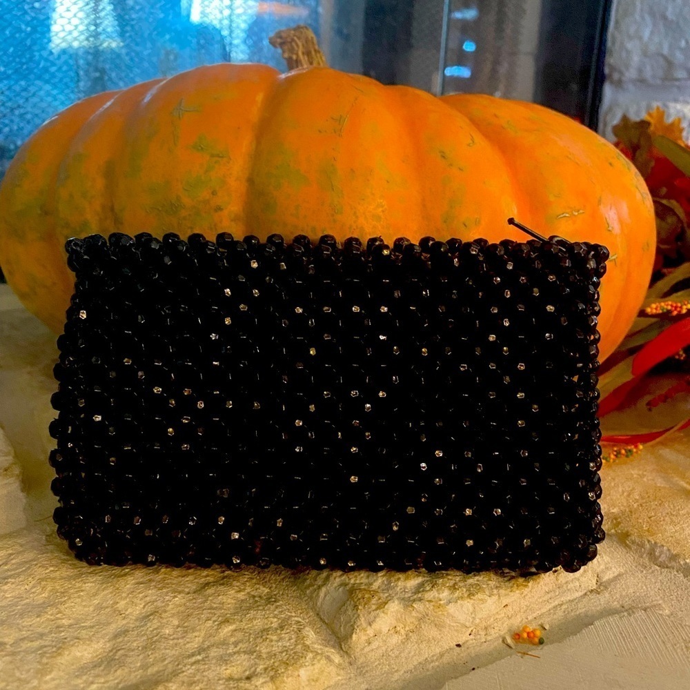 Sabina NY beaded Lucite Black Clutch
